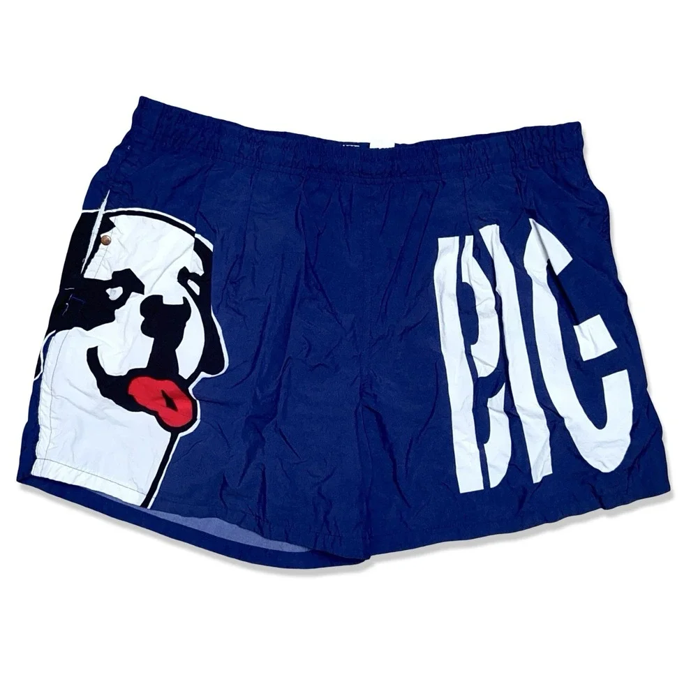 Vintage Big Dogs Swim Shorts Men's L Blue 90s Graphic Rare Made Taiwan